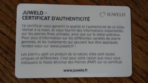 certificat bijoux